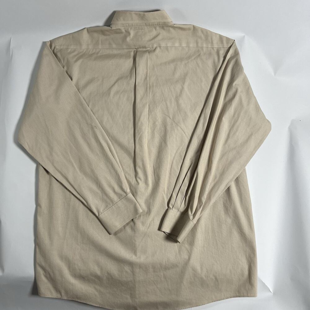 Roundtree & Yorke Gold Label Non-Iron Cotton Check Dress Shirt Beige 17 36 Tall - Picture 6 of 8